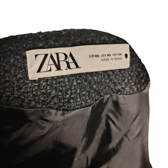 Zara Black Bouclé Blazer with Gold Buttons - Picture 3 of 8